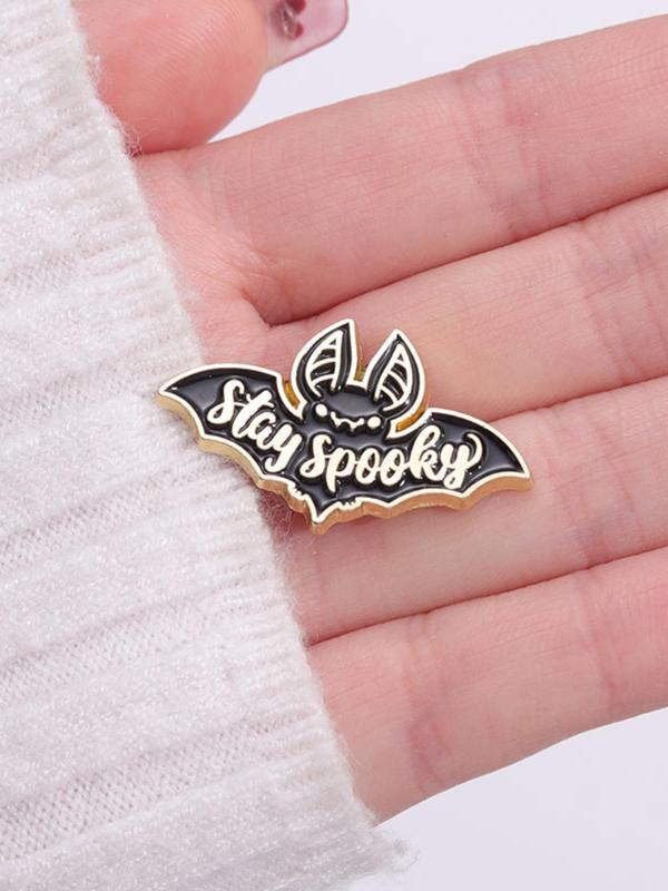 Lovely Letter & Bat Design Pin Brooch, Cute Fashion Alloy Badge for Daily Vacation Holiday Party Gift, Casual Festival Party Fashion Accessories