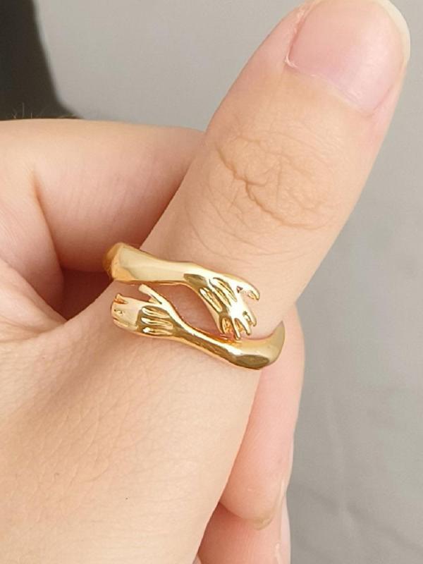 Fashion Hand Design Cuff Ring, Creative Design Hug Themed Cuff Ring, Fashion Hand Jewelry for Women & Men, Casual Jewelry for Party, Daily Clothing Decor