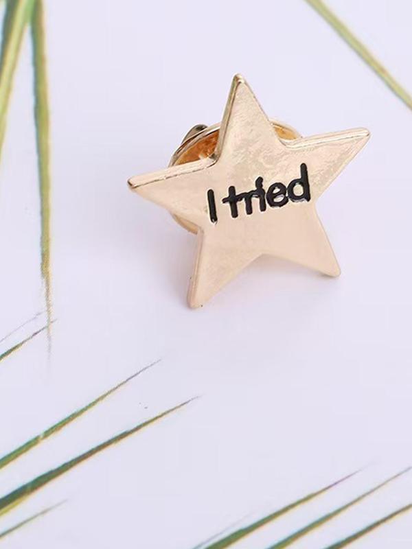 Star Shaped Letter Pattern Brooch, Fashion Alloy Badge for Women & Men, Fashion Brooch for Daily Clothing Decor, Trendy All-match & Exquisite Brooch for Birthday Gift