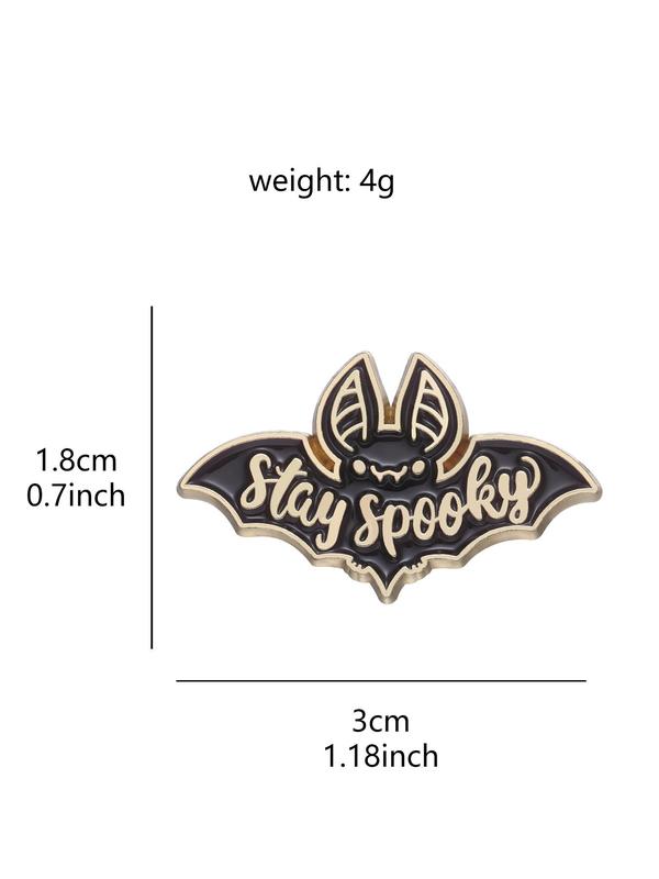 Lovely Letter & Bat Design Pin Brooch, Cute Fashion Alloy Badge for Daily Vacation Holiday Party Gift, Casual Festival Party Fashion Accessories