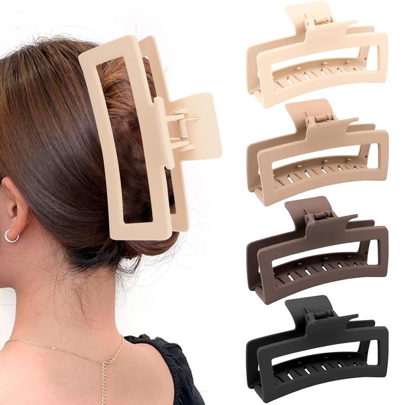 5 Inche  Large Claw Clips for Thick Hair and Long Hair, 4 Pack Xl  Claw clips,  Matte Non-slip Rectangle Hair Clips for Women, Big Strong Hold Jaw Clip