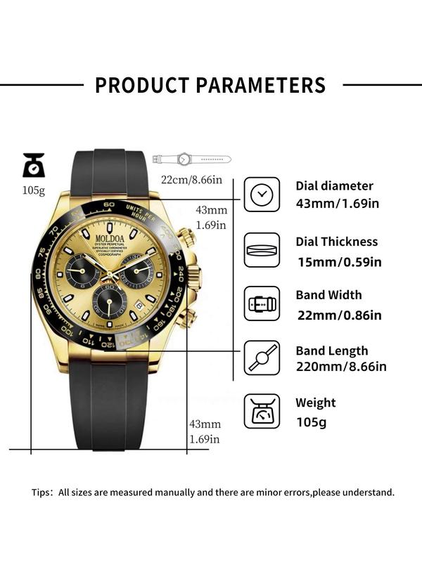 Men's Business Fashion Round Dial Analog Quartz Watch, Fashion Watch for Party, Daily Clothing Decor, Trendy All-match & Exquisite Watch for Birthday Gift with Box