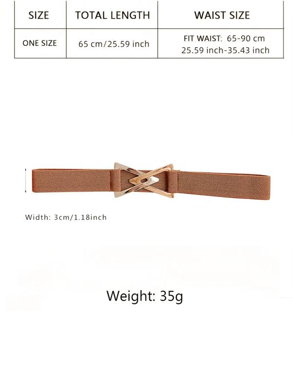 Fashion Plain Symmetrical Buckle Belt for Women, Casual Elastic Waistband Belts with Adjustable Length