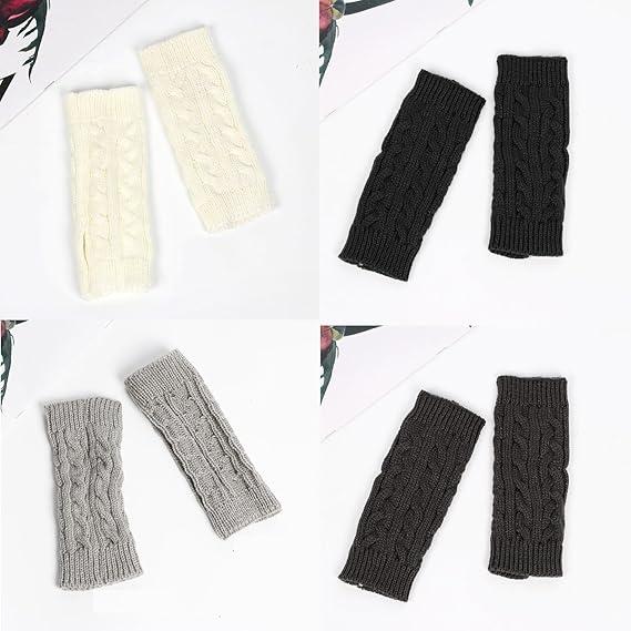 Women's Cable Knit Winter Fingerless Gloves Crochet Arm Warmers Mitten Gloves