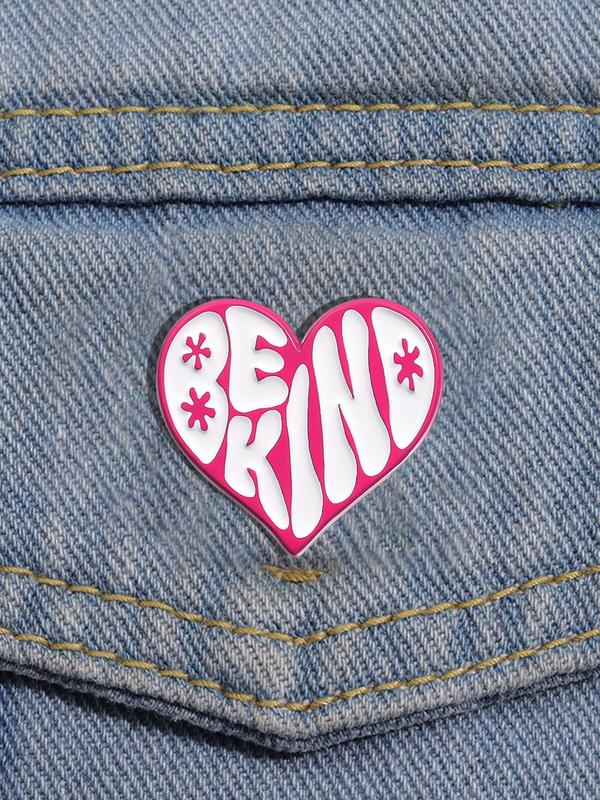 Heart Shaped Brooch, Fashionable Letter Pattern Brooch for Women & Men As Anniversary Gift, Enamel Pin Suitable for Backpacks, Jeans, Scarves, Hats Decoration