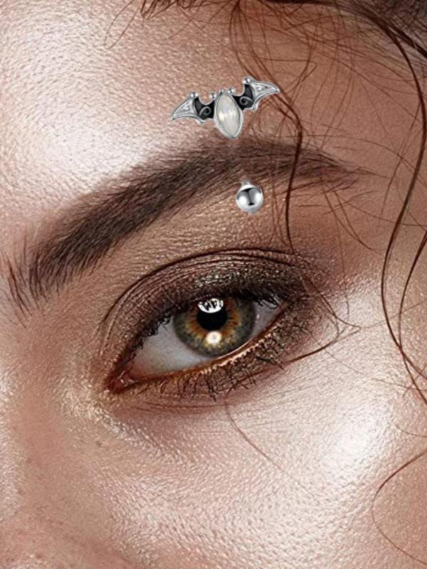 6pcs Fashionable Rhinestones Decor Punk Style Eyebrow Ring, Stylish Novelty Eyebrow Ring, Body Jewelry For Women & Men