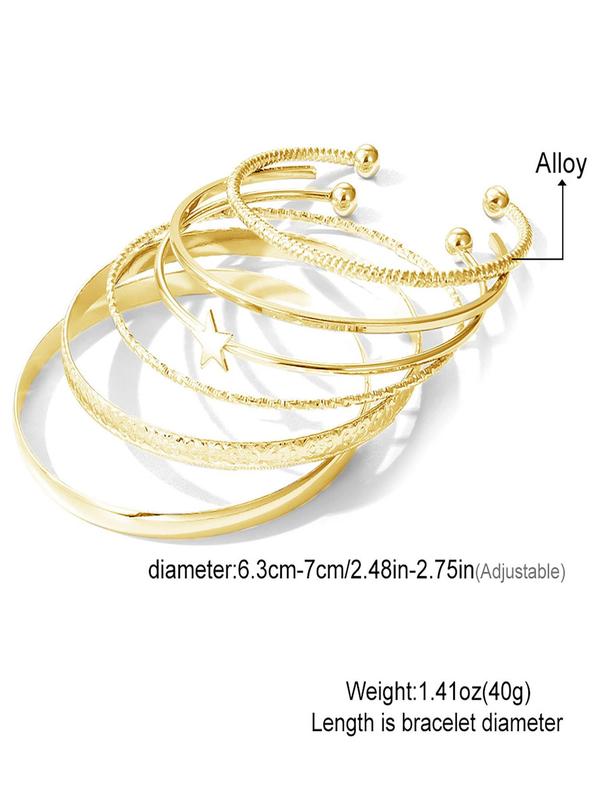 6pcs set Fashion Star Decorated Bangle Cuff, Alloy Elegant Hand Jewelry For Women, Simple Daily Use Fashion Accessories For Club, Party