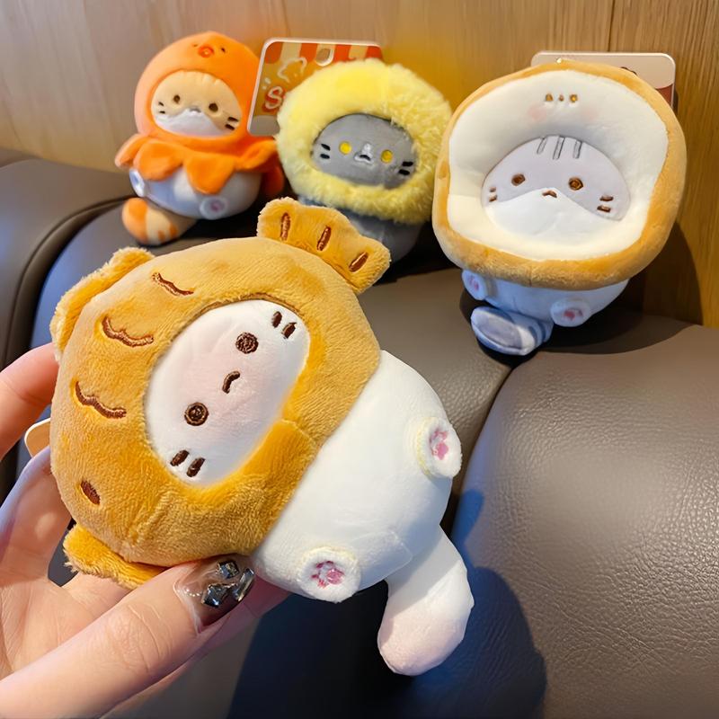 Cute Cat Design Car Keychain, Cartoon Cat Plush Keychain, Car Interior Decoration Accessories for Women & Men, Car Accessories