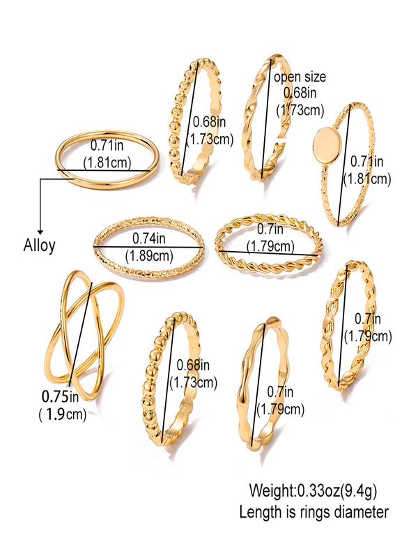 Women's 10pcs Plain Casual Alloy Ring