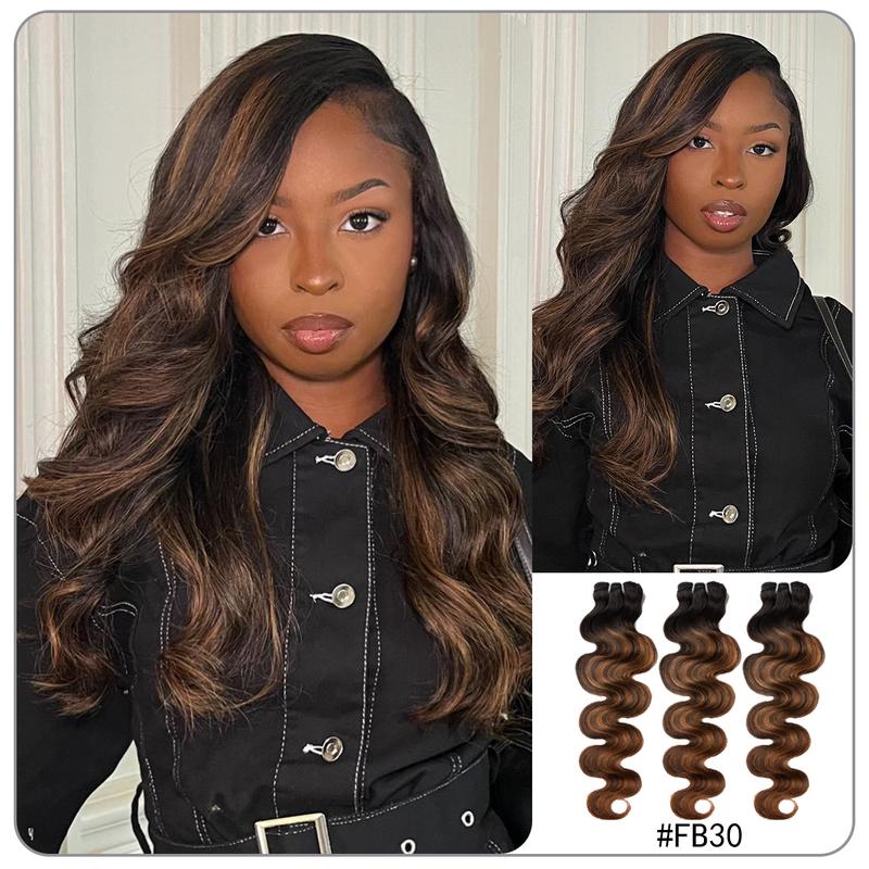 [Wequeen] #P4 27 Highlight Hair Bundles Brazilian Colored 100% Human Hair #FB30 Body Wave Straight Quick Weave Sew in Glue in Budget Friendly 10A