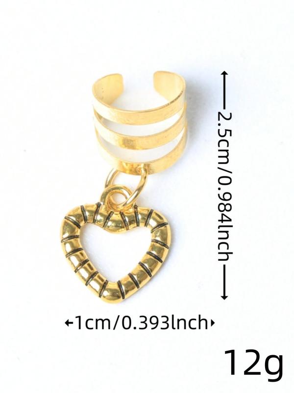 Heart-shaped Pendant Dreadlock Braid Hair Rings, Suitable for Braids Hairstyles Ideas, Hollow Out Hair Rings for Women & Girls, Trendy All-match & Exquisite Hair Accessories for Daily Wear