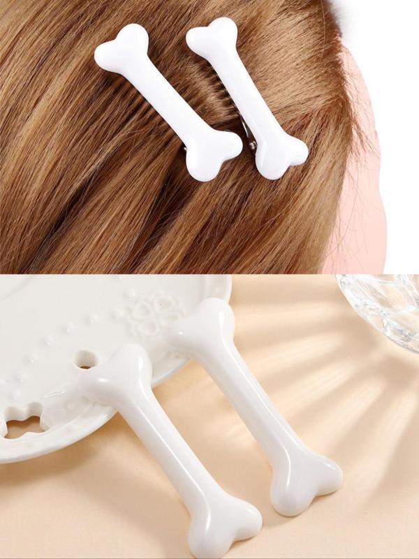 Cute Bone Shaped Hair Clips, 4 Counts Fashionable Hair Accessories for Women & Girls, Minimalist Headwear Suitable for Thick Hair