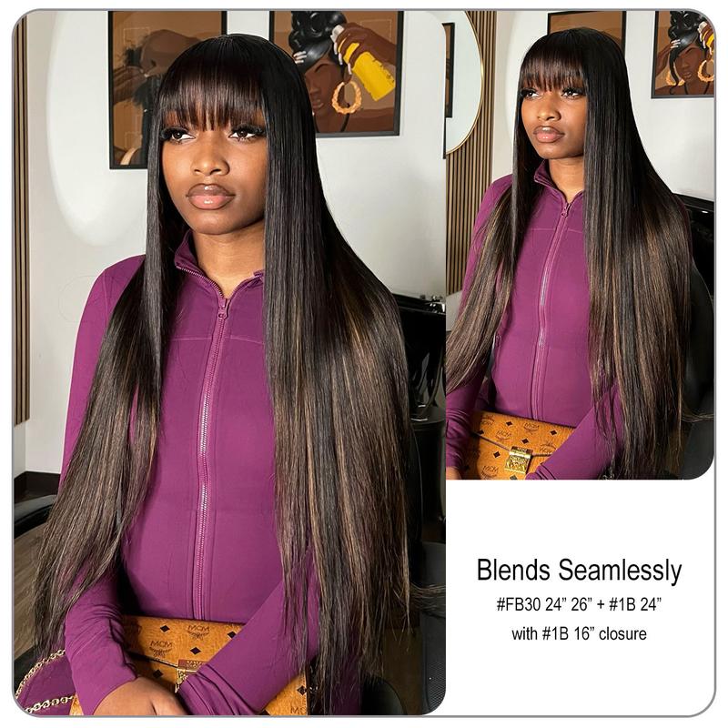 [Wequeen] #P4 27 Highlight Hair Bundles Brazilian Colored 100% Human Hair #FB30 Body Wave Straight Quick Weave Sew in Glue in Budget Friendly 10A