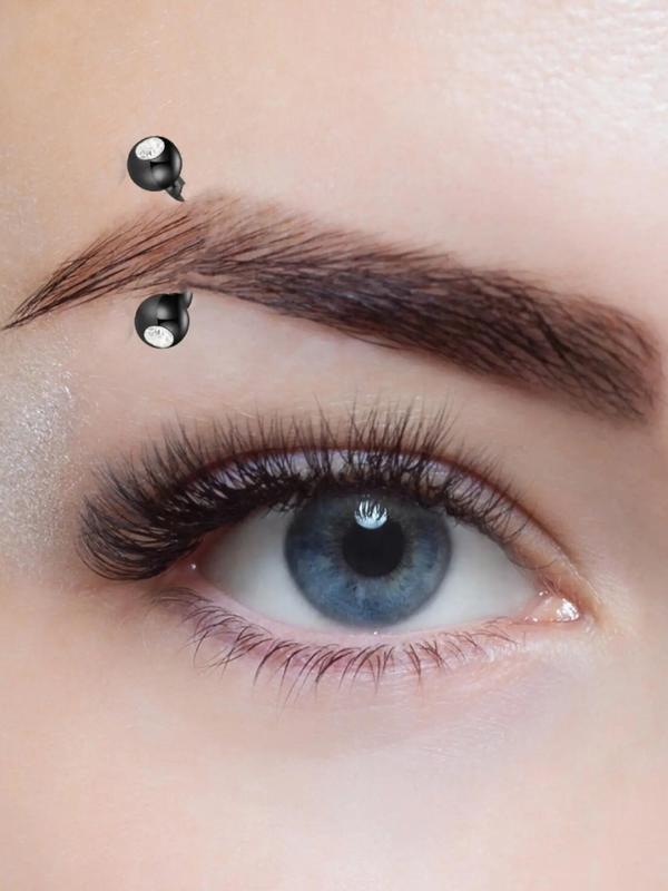 6pcs Fashionable Rhinestones Decor Punk Style Eyebrow Ring, Stylish Novelty Eyebrow Ring, Body Jewelry For Women & Men