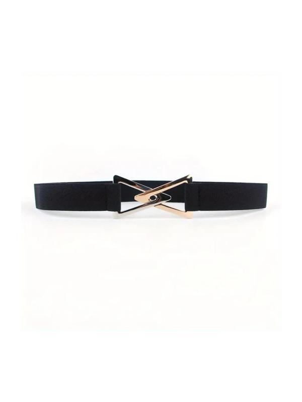 Fashion Plain Symmetrical Buckle Belt for Women, Casual Elastic Waistband Belts with Adjustable Length