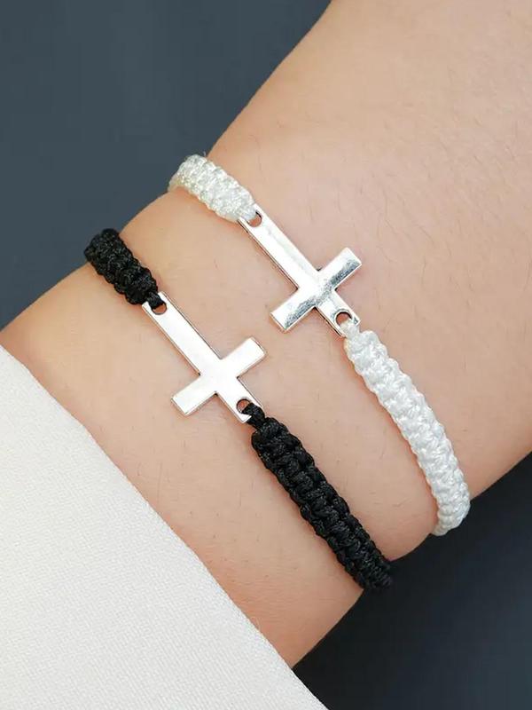 2024 Summer Versatile Woven Cross & Drawstring Design Bracelet, Fall Fashionable Adjustable Bracelet for Men & Women, Trendy Exquisite Jewelry for Party for Gift