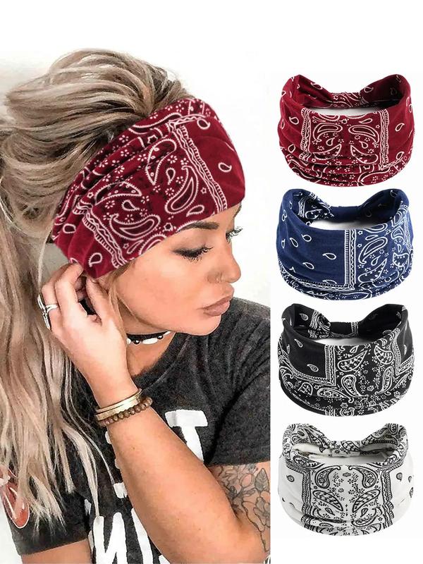 Women Boho Paisley Print Hair Band for Hairstyle, Bohemian Knot Design Headband for Sports Exercise Workout, Pickleball Tennis Hair Band, Women Sports & Outdoor Clothes Accessories, Fall Outfits, Fallfreshness Clothes