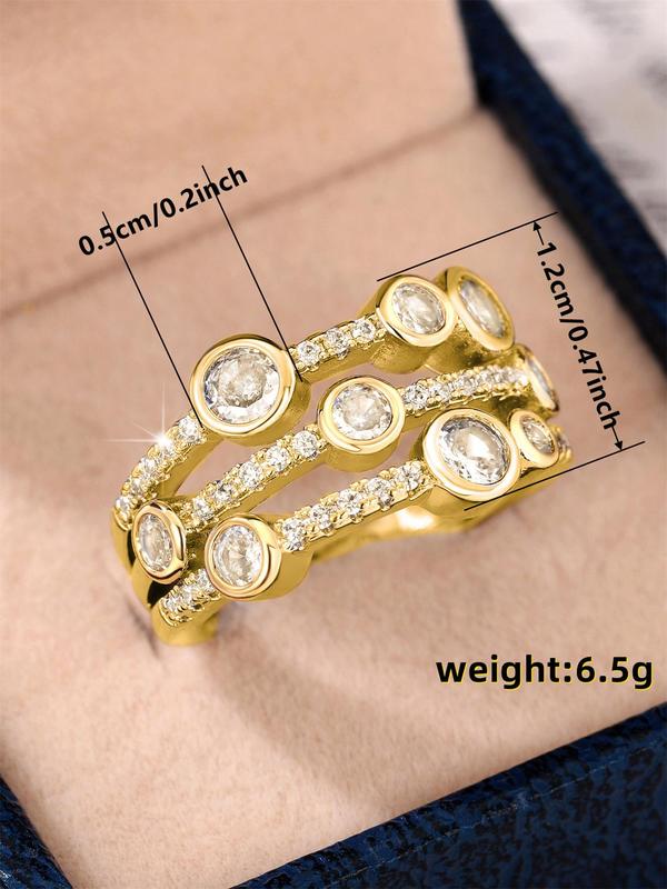 Elegant Rhinestone Decorated Copper Ring, Fashion Accessories for Women for Party, Daily Clothing Decor, Trendy All-match & Exquisite Jewelry for Birthday Gift