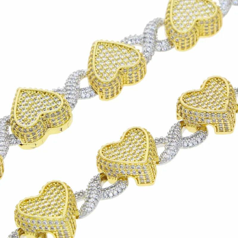 Heart Infinity Chain Link Luxury Charm Bracelet Necklace Jewelry Sets