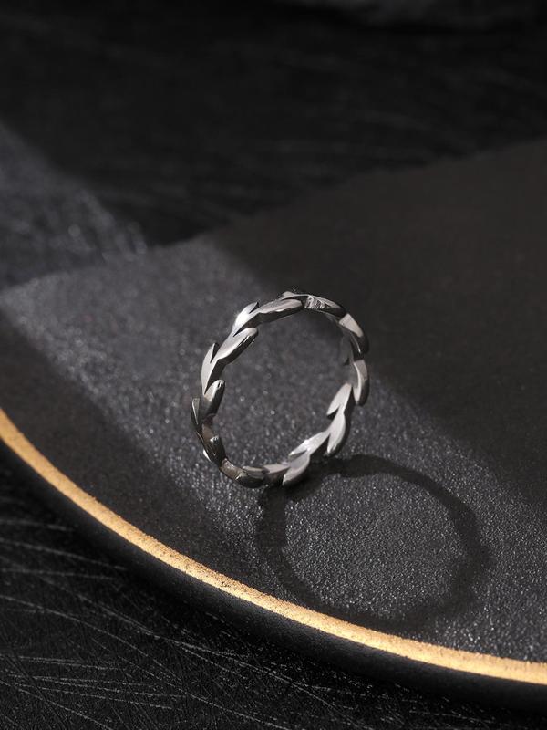 Men's Simple Style Plain Tree Branch Leaf Design Link Ring, Casual Trendy Stainless Steel Ring, Fashion Accessories for Daily Decoration