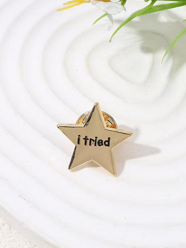 Star Shaped Letter Pattern Brooch, Fashion Alloy Badge for Women & Men, Fashion Brooch for Daily Clothing Decor, Trendy All-match & Exquisite Brooch for Birthday Gift