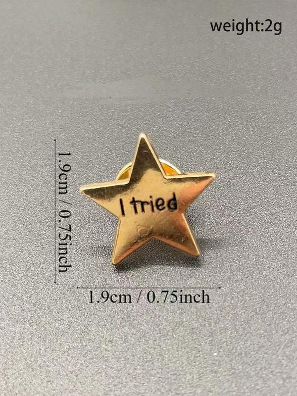 Star Shaped Letter Pattern Brooch, Fashion Alloy Badge for Women & Men, Fashion Brooch for Daily Clothing Decor, Trendy All-match & Exquisite Brooch for Birthday Gift