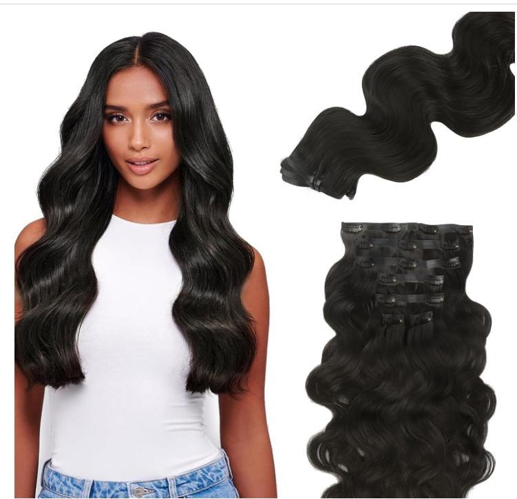 LUVME 100% Virgin Human Hair Extensions 135g Pack Straight, Body Wave, Kinky Curly, Yaki Straight Clip-In