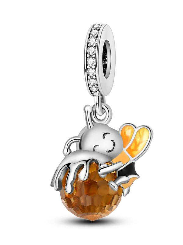 Cute Bee & Honey Pot Design Pendant, Rhinestone Decorated Pendant for Women & Girls, Diy Jewelry Making Supplies for Necklace and Bracelet for Holiday Engagement Gift