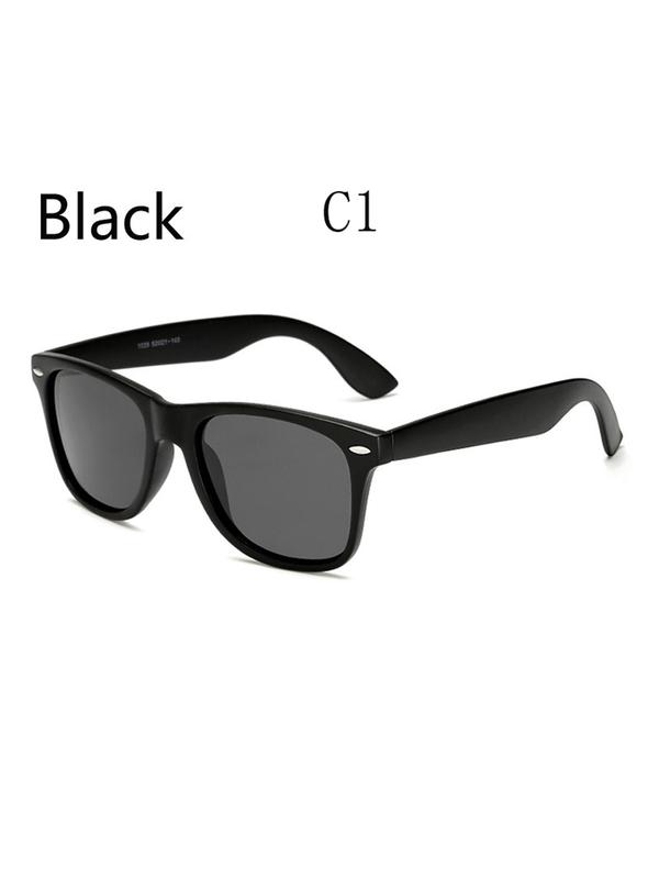 Unisex Simple Style Square Frame Sunglasses, Trendy Casual Polarized Sunglasses for Everyday Use, Fashion Accessories for Outdoor Activities