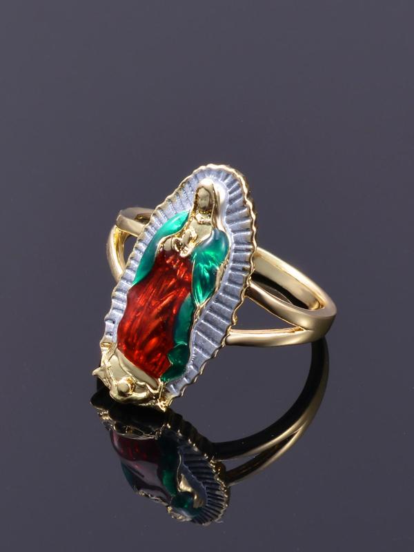 Mexican Charm Guadalupe Ring, Religious Catholic Faith Wearing Accessories, Holiday Celebration Gifts, Protective Blessing Jewelry Gifts for Men and Women