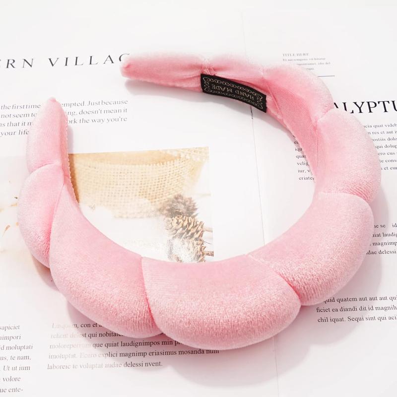 Headband for Women Sponge Headband for Washing  Clouds Soft Hairband Skincare Makeup Headbands for Women Girls Shower Makeup Skincare (Pink)