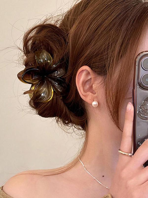 Vintage Flower Design Hair Claw Set, Elegant Hair Accessories for Women & Girls, Minimalist Headwear Suitable for Thick Hair