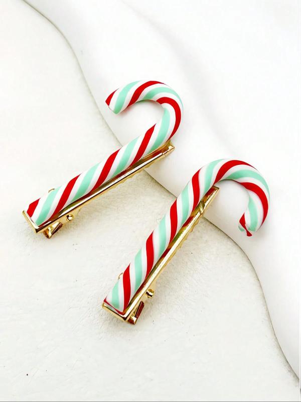 Cute Casual Colorful Candy Cane  Design Hair Clips, Christmas Themed Hair Accessories for Women & Girls, Suitable for Christmas Party Holiday Decor