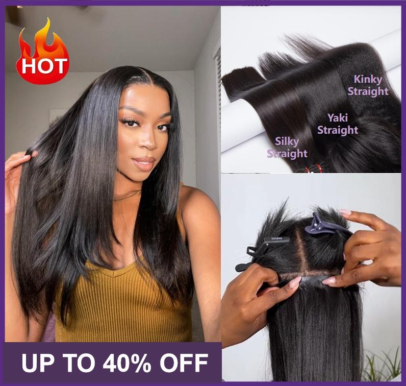 LUVME 100% Virgin Human Hair Extensions 135g Pack Straight, Body Wave, Kinky Curly, Yaki Straight Clip-In