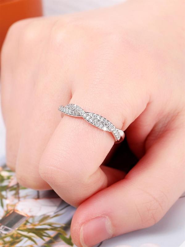 Elegant Rhinestone Decorated Ring, Fashion Accessories for Women for Party, Daily Clothing Decor, Trendy All-match & Exquisite Jewelry for Birthday Gift