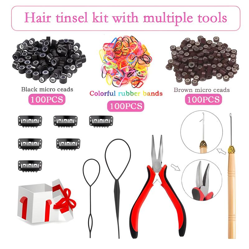 Hair Tinsel Kit 12 Colors With Tools, Sparkling Glitter Fairy Hair Tinsel Extensions, 2800 Strands, Unisex Hairstyle Enthusiasts