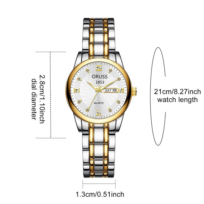 SilverMelody Luxury Quartz Watch for Women Elegant Stainless Steel Watch Luminous Waterproof Week Date Wristwatch Ladies Dress Watch