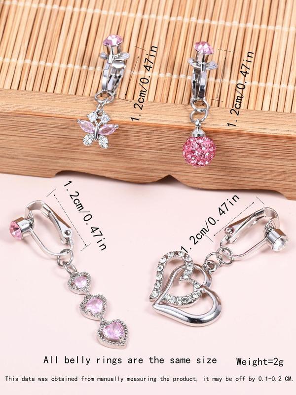 Women's Elegant Rhinestone Decorated Belly Ring, 2024 New Style Exquisite Trendy Non-piercing Belly Ring, Fashionable Body Cool Female No Piercing Accessories for Women & Girls