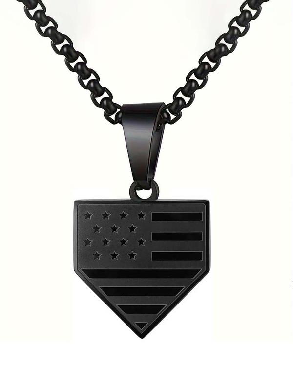 Baseball & Flag Pattern Pendant Necklace for Men & Women, Fashion Jewelry for Party, Daily Clothing Decor, Trendy All-match & Exquisite Jewelry for Birthday Gift