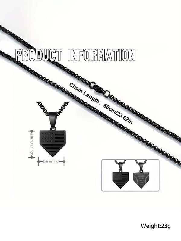 Baseball & Flag Pattern Pendant Necklace for Men & Women, Fashion Jewelry for Party, Daily Clothing Decor, Trendy All-match & Exquisite Jewelry for Birthday Gift