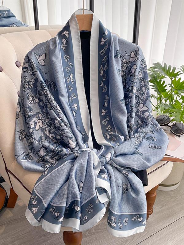 Women's Butterfly Print Scarf, Casual Fashionable Shawl for All Seasons, Versatile Scarf for Women Gift