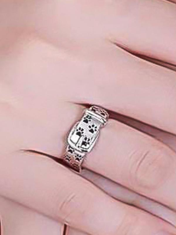 Fashion Cute Paw Design Ring, Animal Themed Ring for Women for Daily Decoration, Trendy All-match & Exquisite Jewelry for Birthday Gift