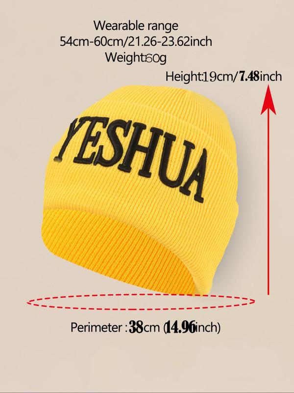 Colorblock Letter Embroidery Beanie Hat, Casual Knit Hat for Fall & Winter, Fashion Accessories for Both Men & Women