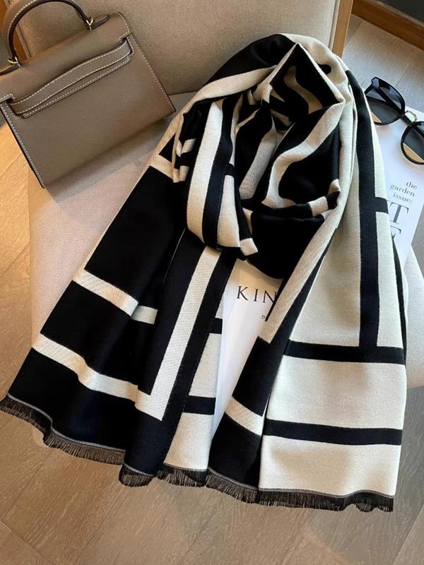 Women's Striped Pattern Scarf, Casual Soft Warm Shawl for Fall & Winter, Fashion Accessories for Daily Wear