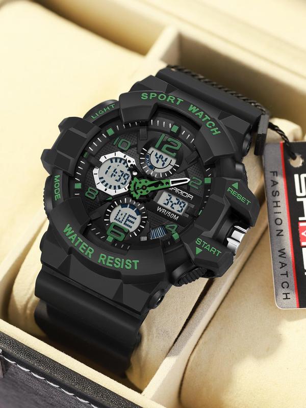 Men's Sportive Digital Analog Quartz Watch, Fashionable Digital Watch with Alarm Mode, Trendy Watch for Daily Life