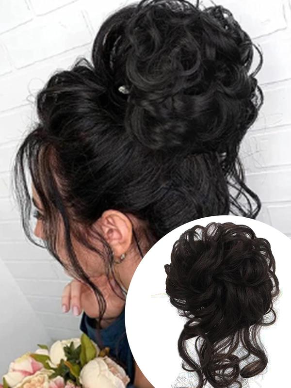 Women's Curly Ponytail Extensions, Natural Fluffy Hair Bun Extensions, Synthetic Messy Chignon Hair Extensions for Daily Use