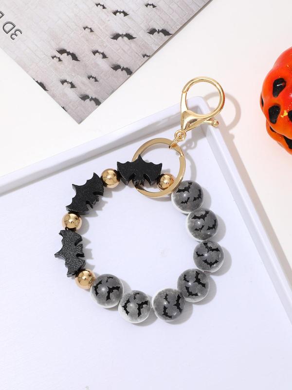 Bat & Beaded Design Keychain, Colorblock Beaded Keychain for Women & Men, Trendy All-match & Exquisite Keychain for Birthday Gift