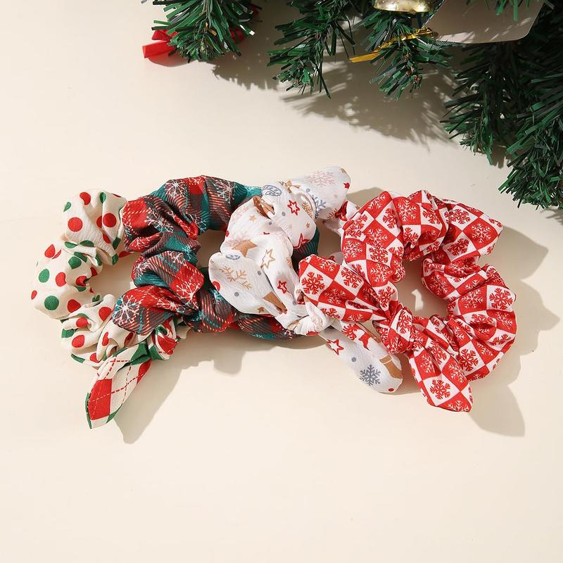 6-Pack Durable Stretchable Christmas Bow Scrunchies for  Girls - Non-Slip Soft Cute Bunny Ear  Pontail Holders For All  Hair - Christmas Gifts for Her