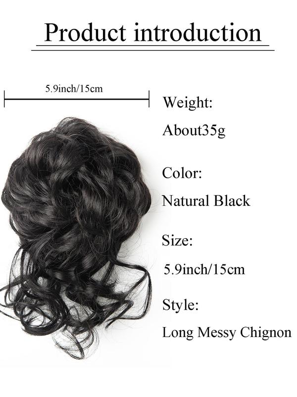 Women's Curly Ponytail Extensions, Natural Fluffy Hair Bun Extensions, Synthetic Messy Chignon Hair Extensions for Daily Use