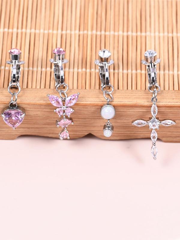 Women's Elegant Rhinestone Decorated Belly Ring, 2024 New Style Exquisite Trendy Non-piercing Belly Ring, Fashionable Body Cool Female No Piercing Accessories for Women & Girls